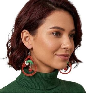 Sparkly Red Grinch Teardrop Earrings‎ – Festive Holiday Jingle Bell Dangles